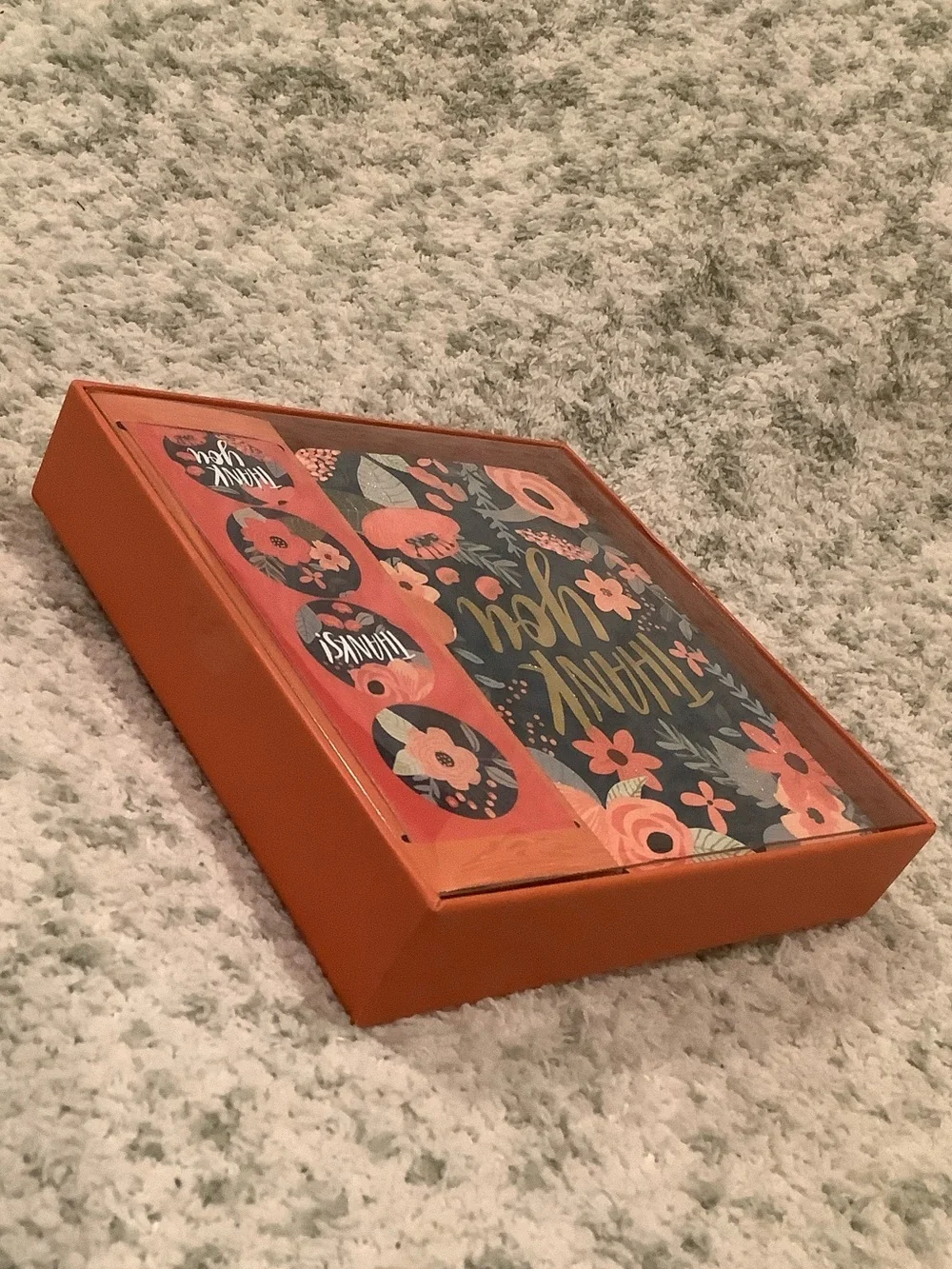 Thank You Boxed Floral Note Cards & Sticker Set of 12 NWT OCS Designs